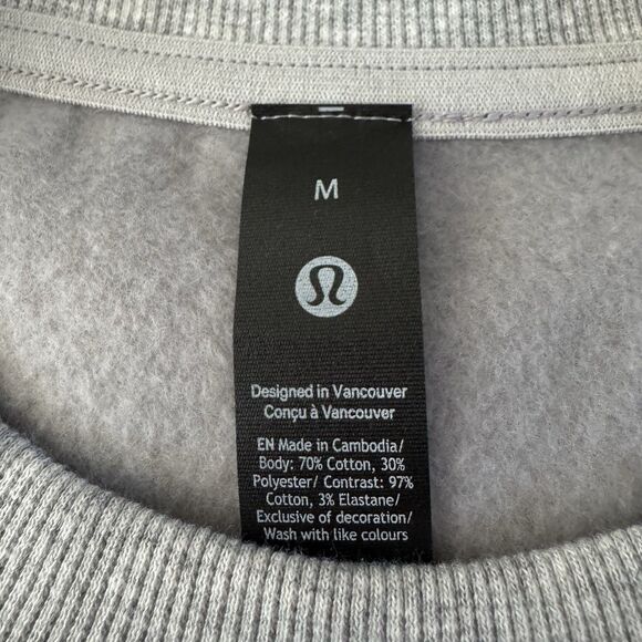 Lululemon Steady State Crew Sweatshirt Mens Medium Gray Fleece Lined Relaxed NWT - Picture 7 of 10